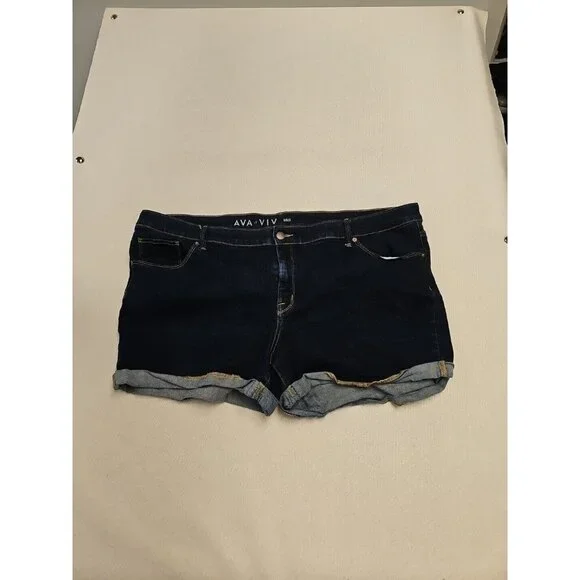 Ava Viv Shorts Ava Viv 24w Mid Rise Midi Denim Shorts Blue